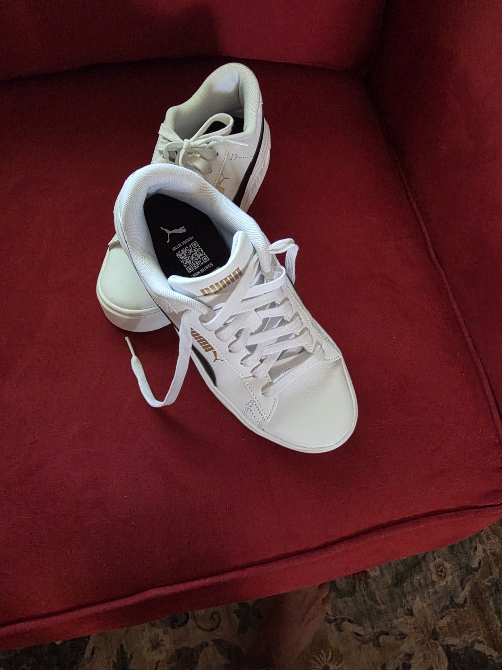 Puma Women's White Sneakers with Gold Accents